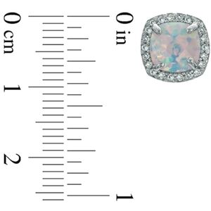Zales 7mm Cushion-Cut Lab-Created Opal White Sapphire Frame Stud Earring